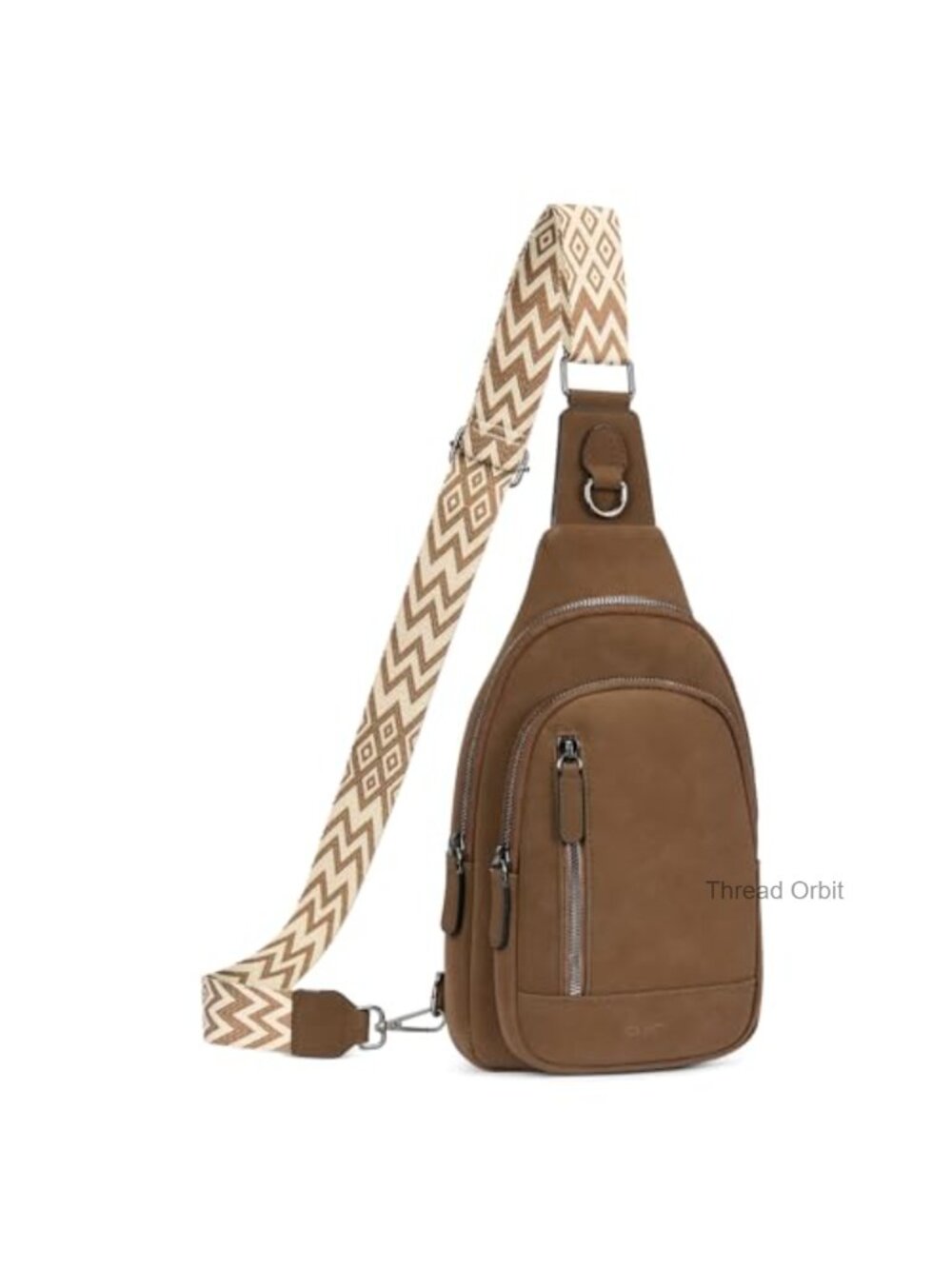 Faux Leather Sling Crossbody Bag Multi-Pocket Travel Chest Bag